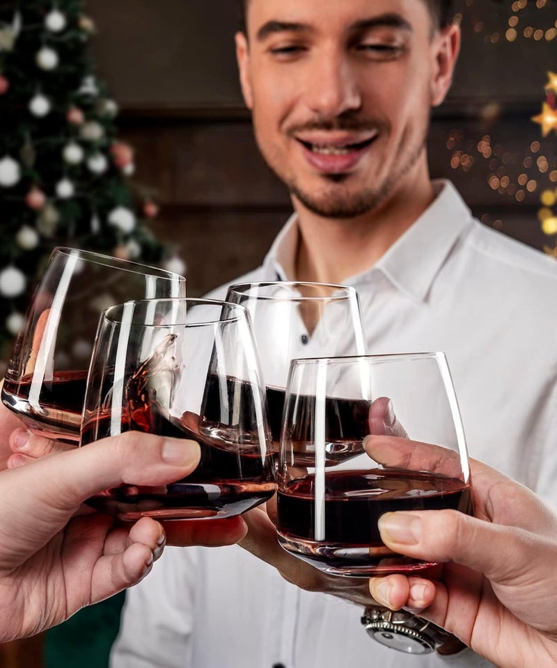OJA Stemless Wine Glasses Set of 6 13.5oz, Hand Blown Red White Wine Glasses Unique Gifts for Him Her for Birthday, Wedding, Christmas, Anniversary - Image 3