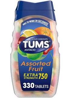 TUMS TUMS Extra Strength Antacid Tablets for Chewable Heartburn Relief and Acid Indigestion Relief Assorted Fruit Flavors  330 Count  - Image 1