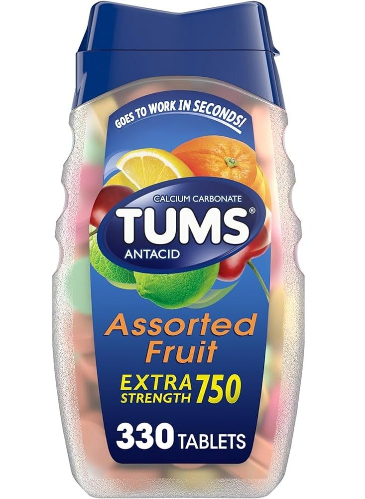 تومز أقراص مضادة للحموضة بقوة إضافية من تومس لتخفيف حرقة المعدة قابلة للمضغ، نكهات الفاكهة المتنوعة، 330 قرصًا - Image 1