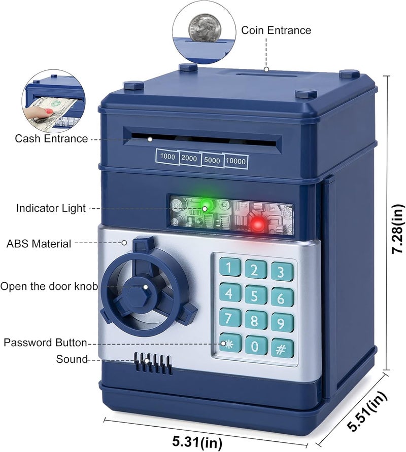 Refasy Piggy Bank Cash Coin Can ATM Bank Electronic Coin Money Bank for Kids Age 3-12, Money Savings Box Mini ATM Coin Bank Toys Gifts for 3 4 5 6 7 8 9 10 11 12 Year Old Boys Girls - Image 3