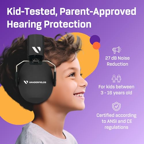 VANDERFIELDS Noise Cancelling Headphones for Kids, Age 3-16, Certified 27dB Noise Reduction, Sound Cancelling Safety Ear Muffs, Adjustable Size, Kids Ear Protection Events, Concerts, Fireworks, Autism - Image 2