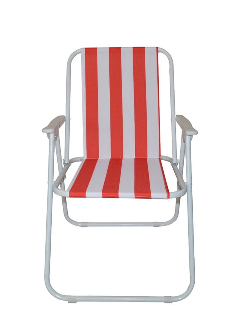 watheer Folding Chair for Camping and Outdoor Activities - Lightweight and Comfortable, White/Red 