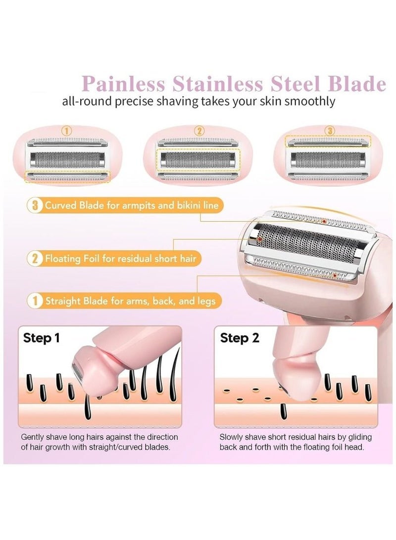 general ماكينة حلاقة كهربائية للنساء، 2 في 1 جهاز إزالة الشعر القابل لإعادة الشحن للذراع والساق والوجه، ماكينة إزالة الشعر اللاسلكية مع رأس قابل للفصل، مقاومة للماء IPX7 للاستخدام الرطب/الجاف - Image 4