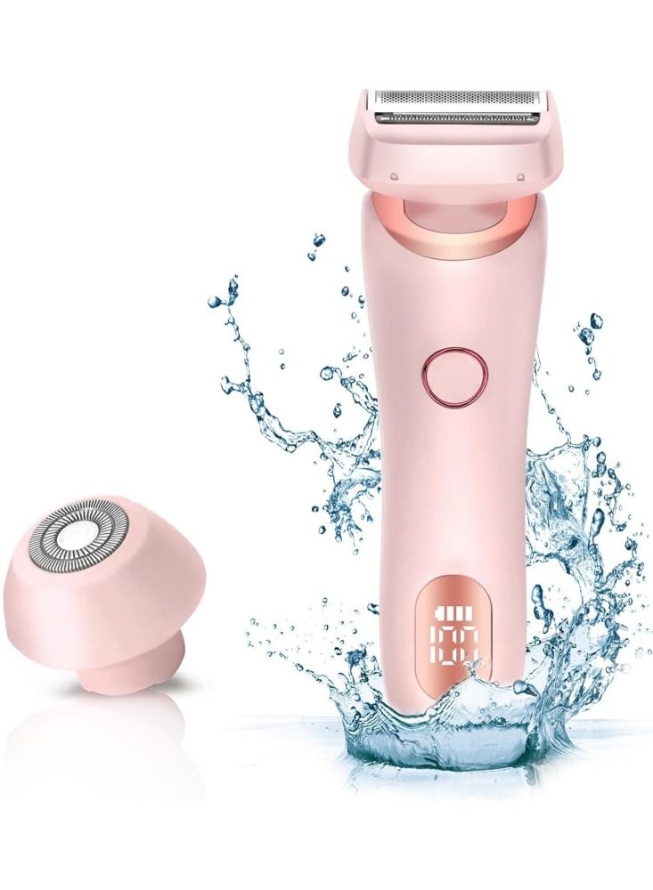 general ماكينة حلاقة كهربائية للنساء، 2 في 1 جهاز إزالة الشعر القابل لإعادة الشحن للذراع والساق والوجه، ماكينة إزالة الشعر اللاسلكية مع رأس قابل للفصل، مقاومة للماء IPX7 للاستخدام الرطب/الجاف - Image 1