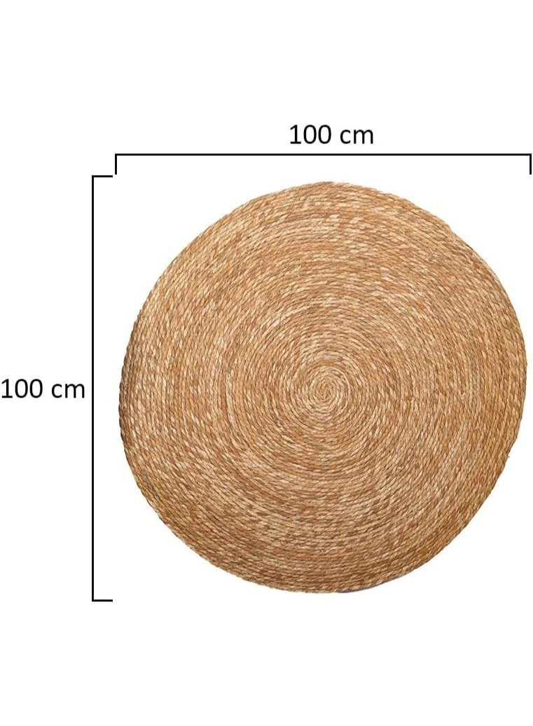 LINGWEI Round Handwoven Jute Rug 100x100 cm 100% Natural Eco-Friendly Carpet - Image 3