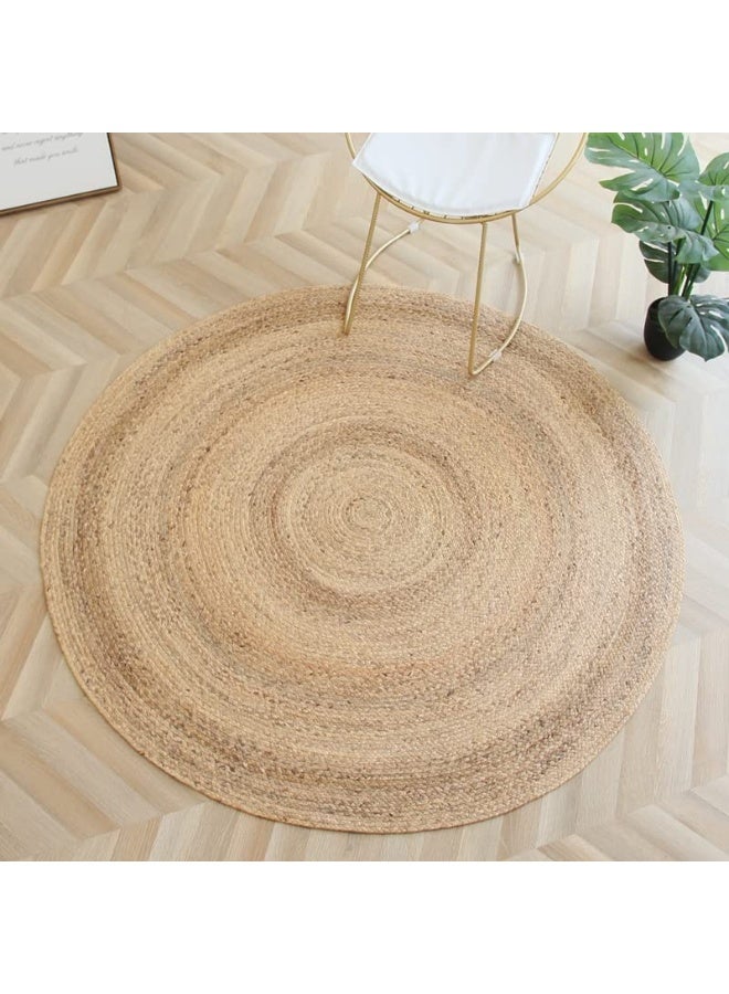LINGWEI Round Handwoven Jute Rug 100x100 cm 100% Natural Eco-Friendly Carpet - Image 5