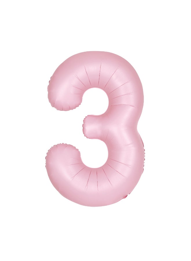 Unique 34" Matte Lovely Pink Number 3 Foil Balloon - Image 1