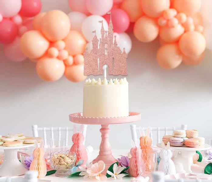 WFKLDF Castle Cake Topper  Castle Theme Birthday Party Decorations  Princess Castle Birthday Party Decor  Princess Baby Shower Birthday Party Decor Supplies - Image 5