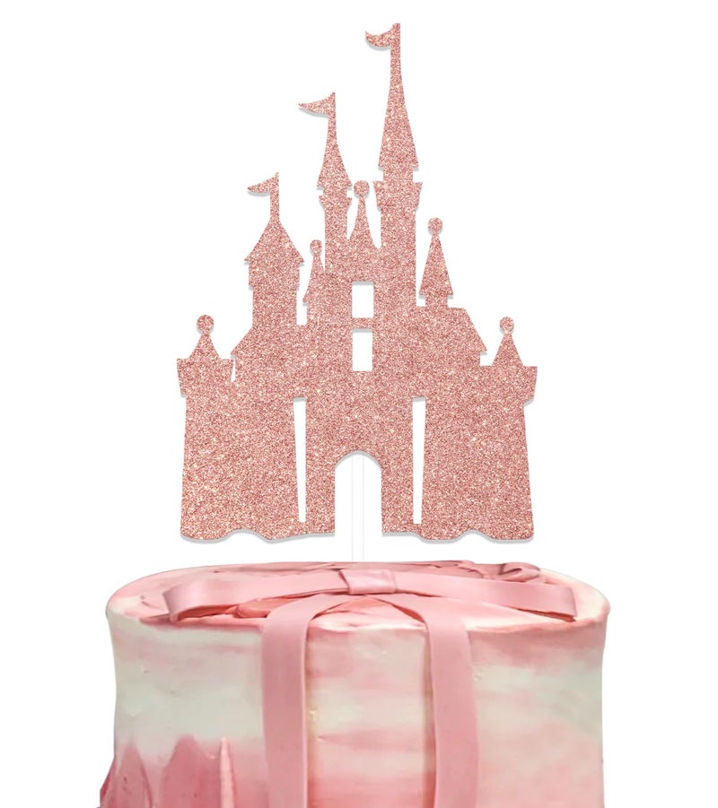 WFKLDF Castle Cake Topper  Castle Theme Birthday Party Decorations  Princess Castle Birthday Party Decor  Princess Baby Shower Birthday Party Decor Supplies - Image 1