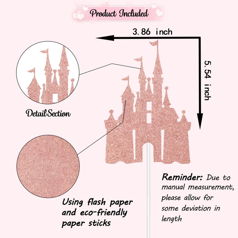WFKLDF Castle Cake Topper  Castle Theme Birthday Party Decorations  Princess Castle Birthday Party Decor  Princess Baby Shower Birthday Party Decor Supplies - Image 2