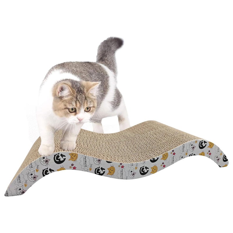 Pet World Double Wave Cat Scratcher Durable Cardboard | Curved Design for Scratching, Stretching & Lounging | Eco-Friendly & Recyclable | Ideal for Cats - Image 1