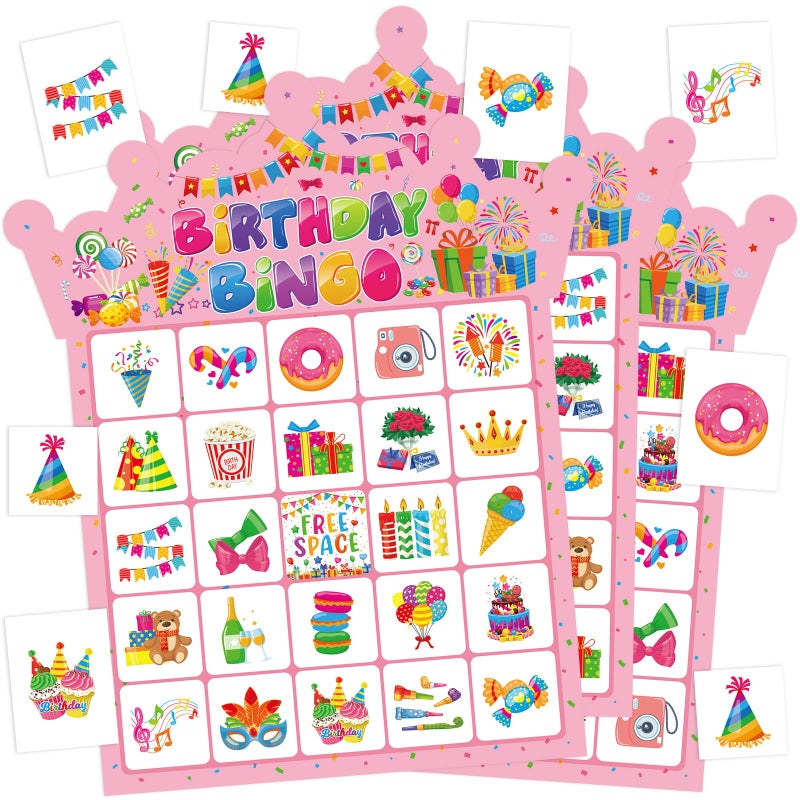 Leezead Birthday Bingo Game Cards for Party 24 Players Birthday Party Bingo Games for School Office Family Large Group Party Activities Supplies - Image 3