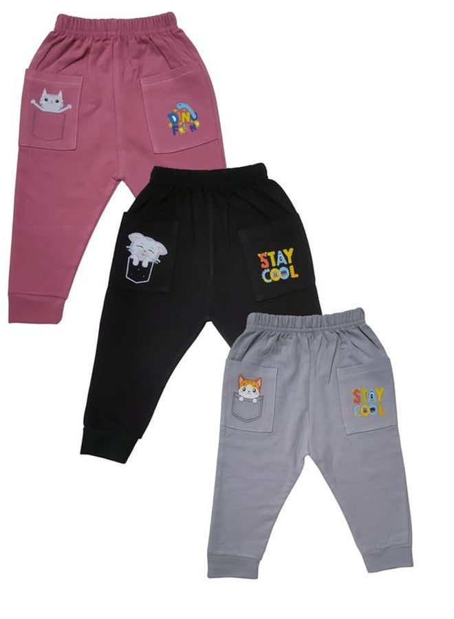 RCW Kids Baby Pants Cotton Pajama with 2 Back Pocket Multicolor Soft Lower Payjama Leggings Regular Fit Bottom Ribs Comfortable Sleepwear Toodler Lounge Pant for Boys & Girls (Set of 5) (1-2 Year) - Image 2
