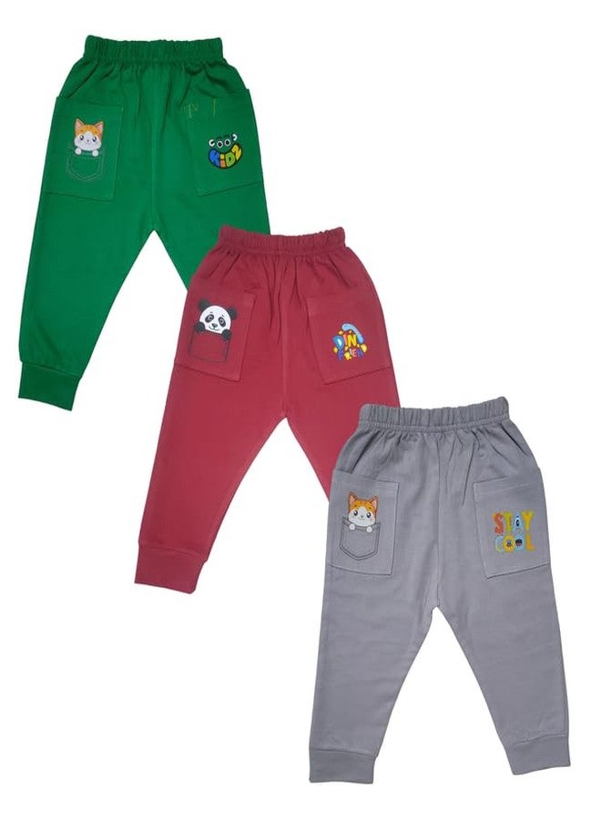 RCW Kids Baby Pants Cotton Pajama with 2 Back Pocket Multicolor Soft Lower Payjama Leggings Regular Fit Bottom Ribs Comfortable Sleepwear Toodler Lounge Pant for Boys & Girls (Set of 5) (1-2 Year) - Image 3