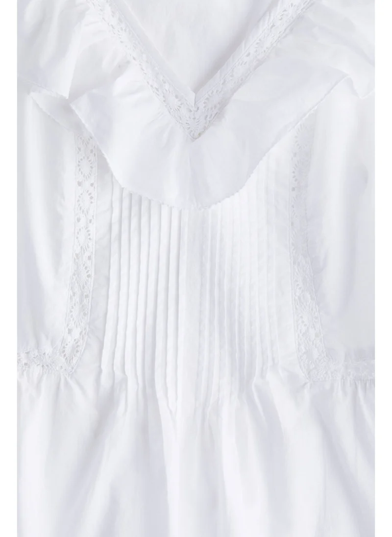 اتش اند ام Frill-trimmed cotton vest top