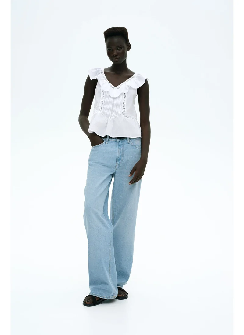 اتش اند ام Frill-trimmed cotton vest top