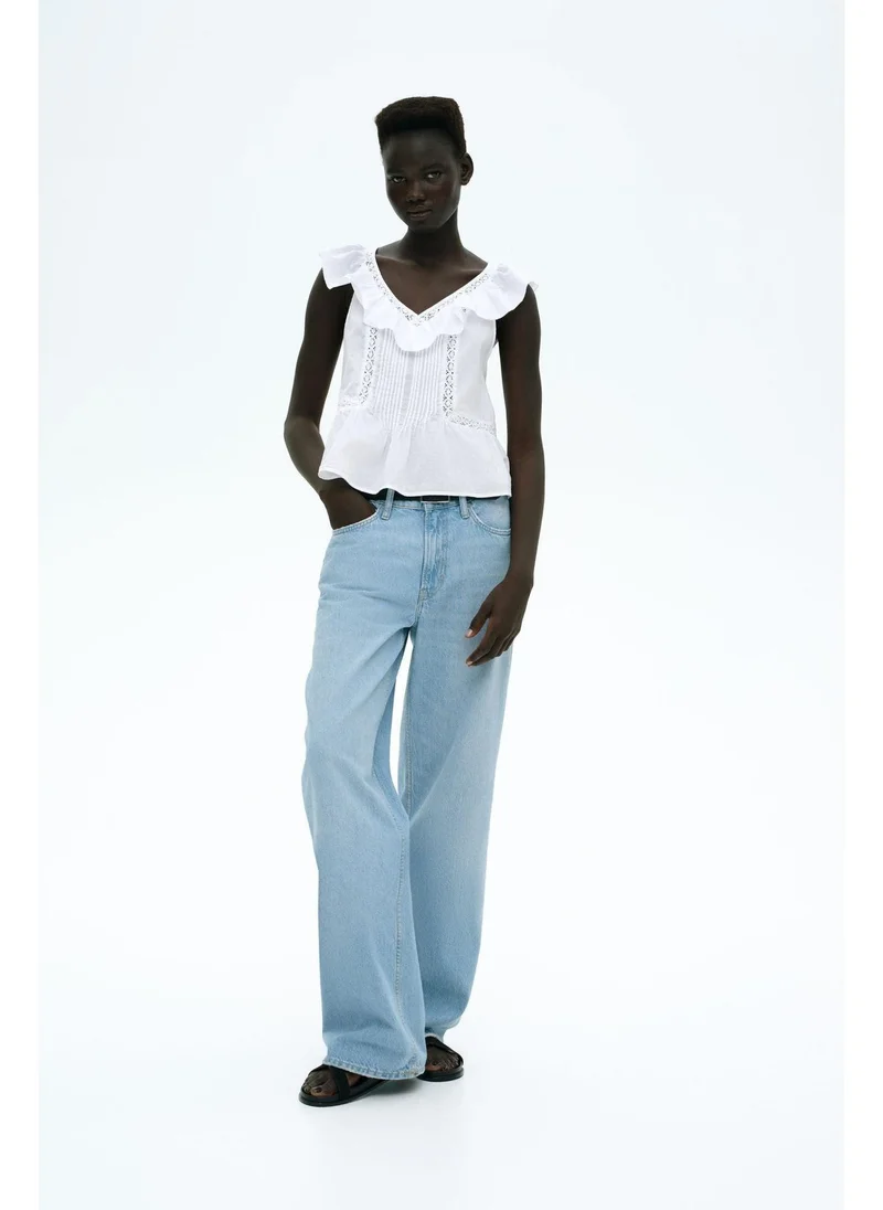 H&M Frill-trimmed cotton vest top