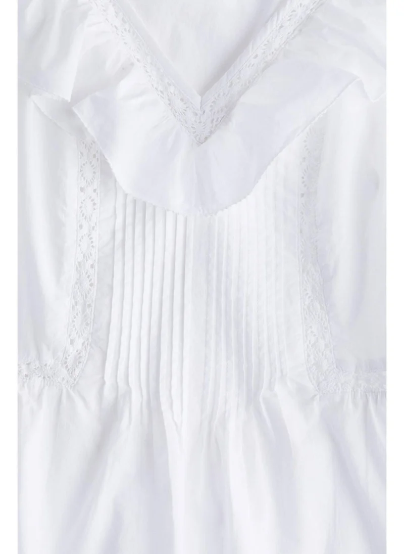 H&M Frill-trimmed cotton vest top