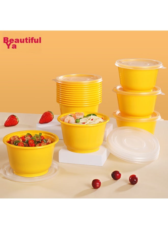 Maryya Meili Ya Disposable Round Food Containers 500ml*10 Sets, Thick Takeout Containers With Lids, Microwave Safe, For Food Storage And Packaging - Image 1