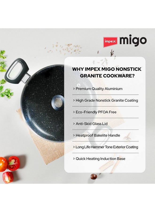 Impex Cook and Serve Casserole Set 6 Pcs Nonstick Granite Cookware Set with Glass Lid | Sauce Pans Combo with Induction Bottom | Non-Stick Cookware Set | Aluminium Casserole Set 4.7L, 3L and 2 liter - Image 5