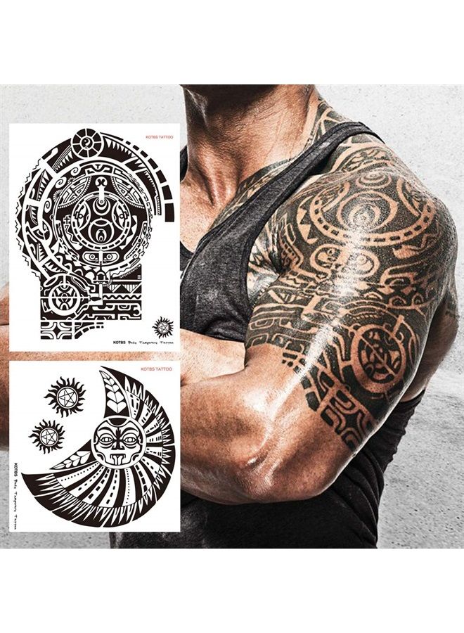 Kotbs 2 Sheets Extra Large Totem Temporary Tattoo Stickers, Waterproof Big Temporary Tattoos for Men Adults Guys Women Body Art Arm Shoulder Chest Make Up Fake Tattoos - Image 1