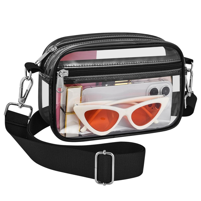 Bagenius Clear Purse Stadium Approved, Sports fan Handbag Purses with Adjustable Strap for Stadium Events, Work and Concert, Black - Image 1