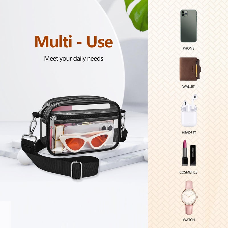 Bagenius Clear Purse Stadium Approved, Sports fan Handbag Purses with Adjustable Strap for Stadium Events, Work and Concert, Black - Image 4