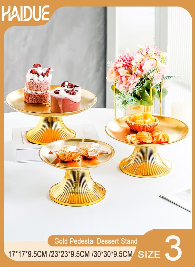 Haidue Gold Pedestal Dessert Stand, European - Style Wedding Cake Tray Display Rack - Image 1