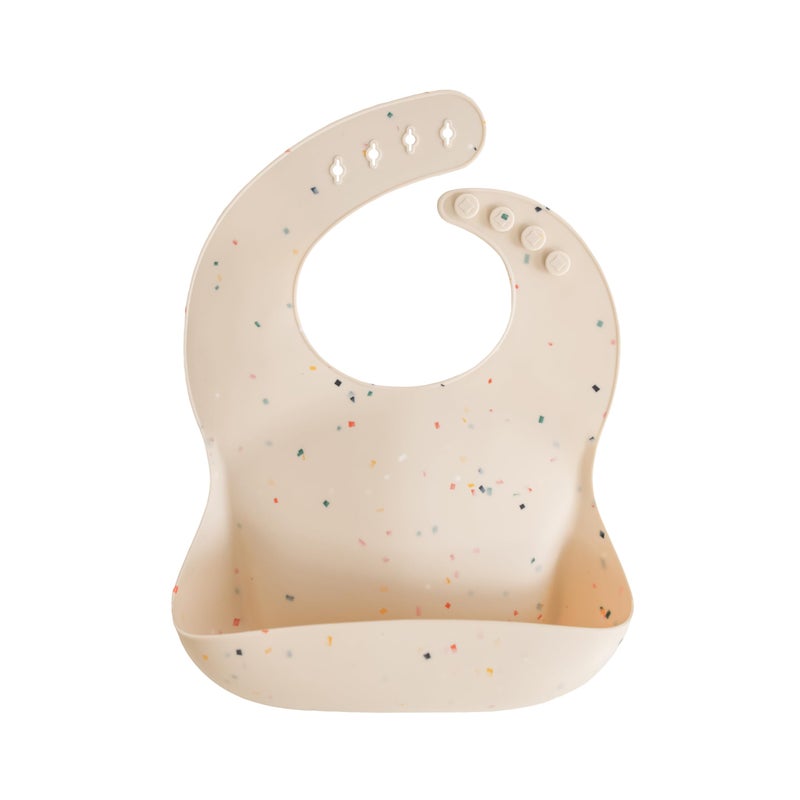 mushie Silicone Baby Bib | Adjustable Fit Waterproof Bibs (Vanilla Confetti) - Image 1