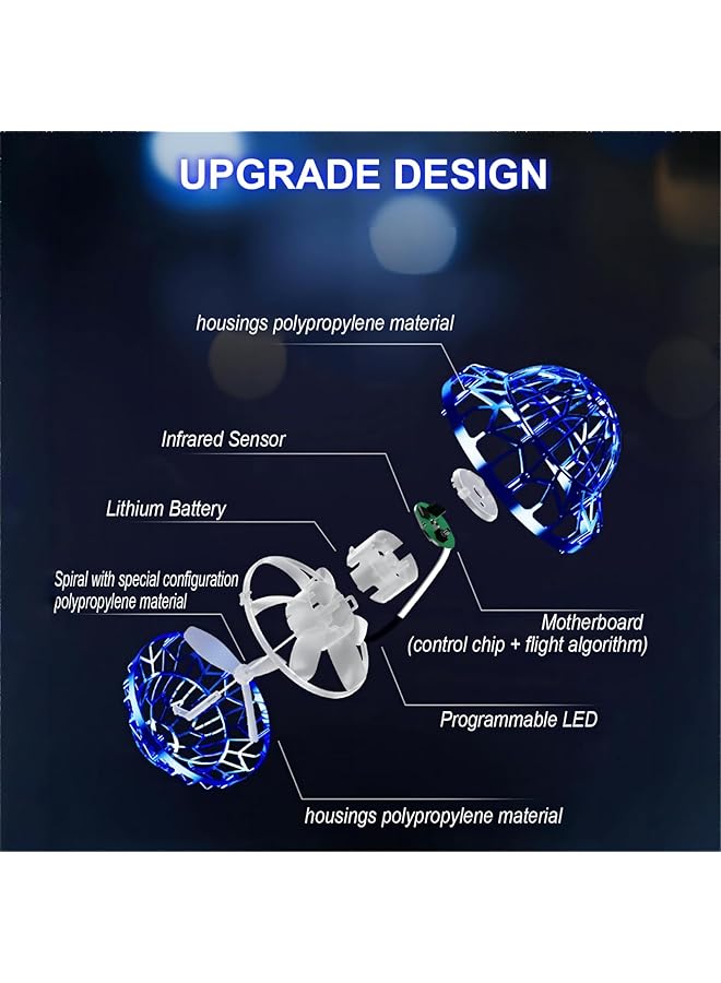 Excefore Flying Orb Ball Flying Spinner Ball Toy Cosmic Globe Light Up Boomerang Hover Spinner Ball Birthday Cool Toys Gifts For 6 7 8 9 10+ Year Old Boys Girls Teens Indoor Outdoor (Blue) - Image 5