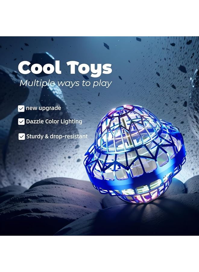 Excefore Flying Orb Ball Flying Spinner Ball Toy Cosmic Globe Light Up Boomerang Hover Spinner Ball Birthday Cool Toys Gifts For 6 7 8 9 10+ Year Old Boys Girls Teens Indoor Outdoor (Blue) - Image 2