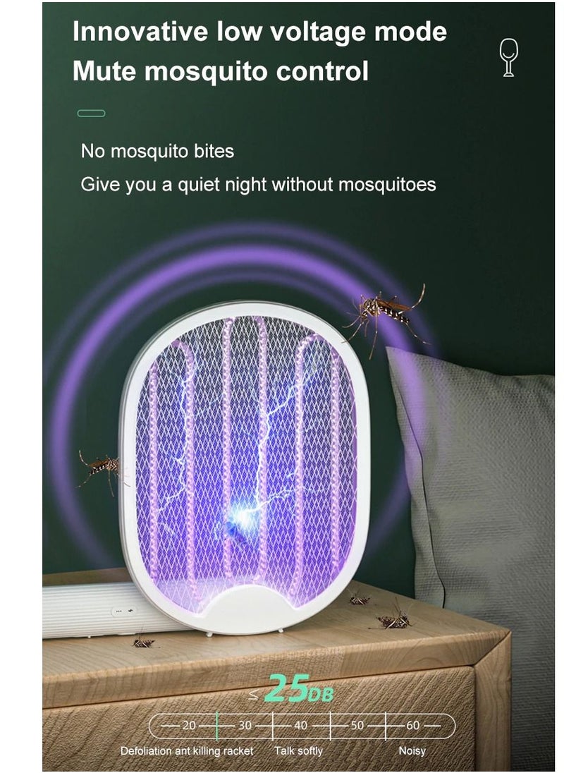 Generic - Electric Mosquito Killer Fly Swatter Trap USB Rechargeable Mosquito Racket Insect Killer with UV Light Bug Zapper - Image 1