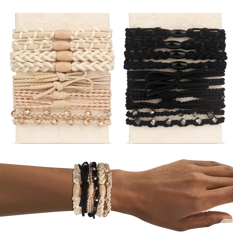 YONOY 20 Pcs Boho Hair Ties for Women 5 Styles Cute Bracelet for Thin and Thick HairPony Tails No Damage Elastics