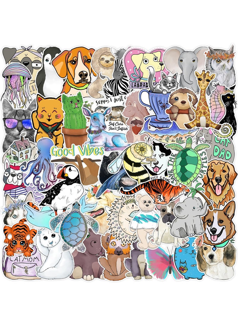 100Pcs Waterproof Stickers for Water Bottle, Laptop, Skateboar,d Computer, Phone.Cute Animal Cartoon Stickers for Kids Teens - Image 1