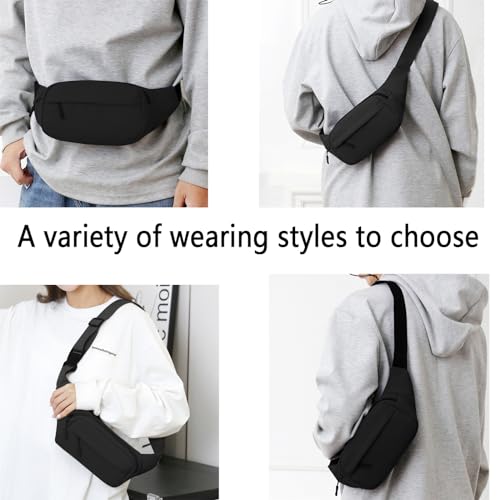 ZMD Small Hip Pack for Men & Women, Crossbody Belt Fanny Pack Sports Hiking Waist Bag Fits All Phones with 3-Zipper Pockets, Hip Bum Bag for Casual Workout Outdoors Running Walking Traveling, Black - Image 5