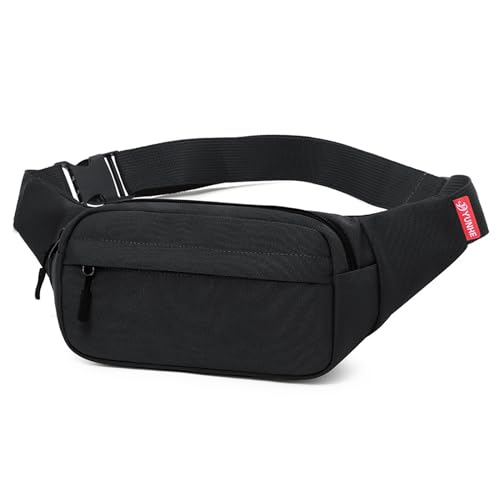 ZMD Small Hip Pack for Men & Women, Crossbody Belt Fanny Pack Sports Hiking Waist Bag Fits All Phones with 3-Zipper Pockets, Hip Bum Bag for Casual Workout Outdoors Running Walking Traveling, Black - Image 1