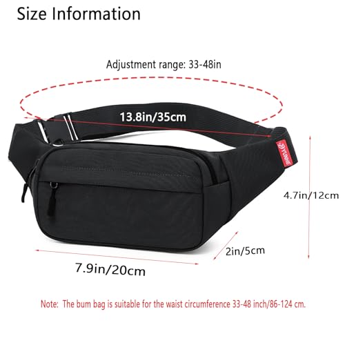 ZMD Small Hip Pack for Men & Women, Crossbody Belt Fanny Pack Sports Hiking Waist Bag Fits All Phones with 3-Zipper Pockets, Hip Bum Bag for Casual Workout Outdoors Running Walking Traveling, Black - Image 2