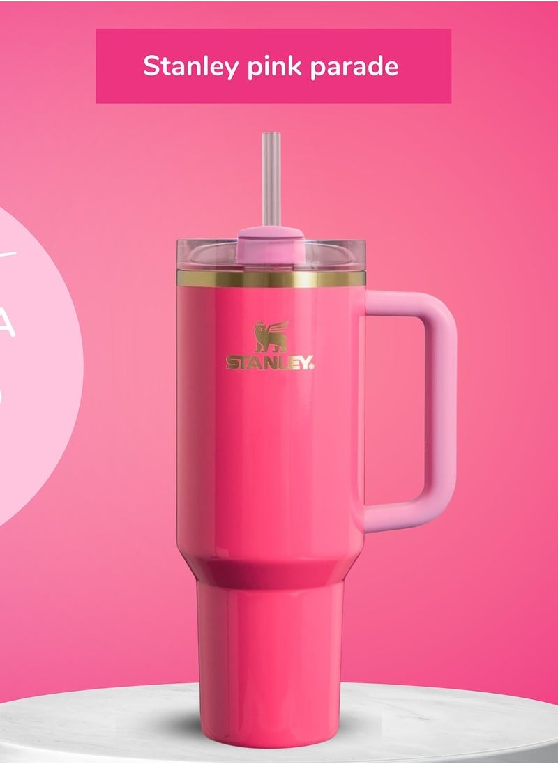 Stanley - Quencher H2.0 FlowState Stainless Steel Vacuum Insulated Tumbler with Lid and Straw for Water, Iced Tea or Coffee, Smoothie and More, 40 oz pink parade - Image 1