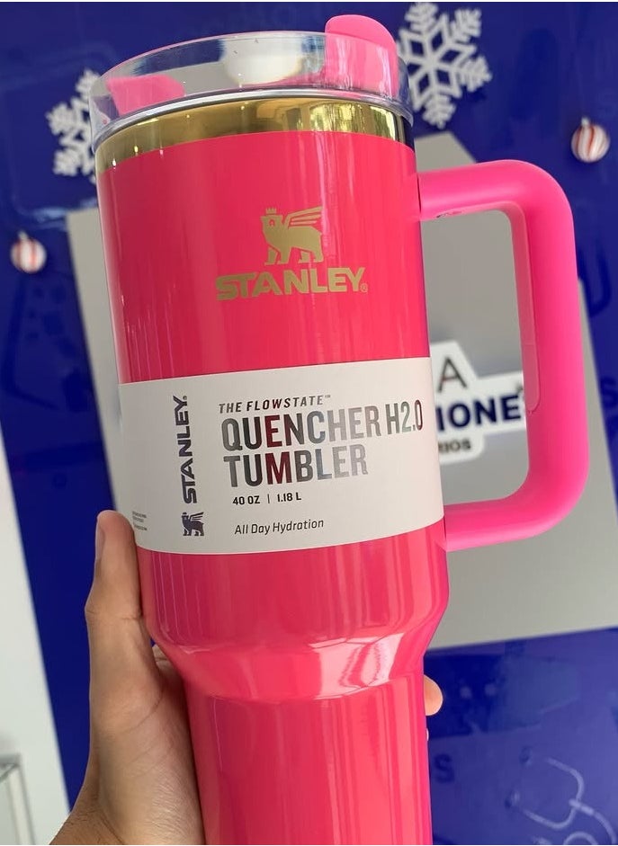 Stanley - Quencher H2.0 FlowState Stainless Steel Vacuum Insulated Tumbler with Lid and Straw for Water, Iced Tea or Coffee, Smoothie and More, 40 oz pink parade - Image 1