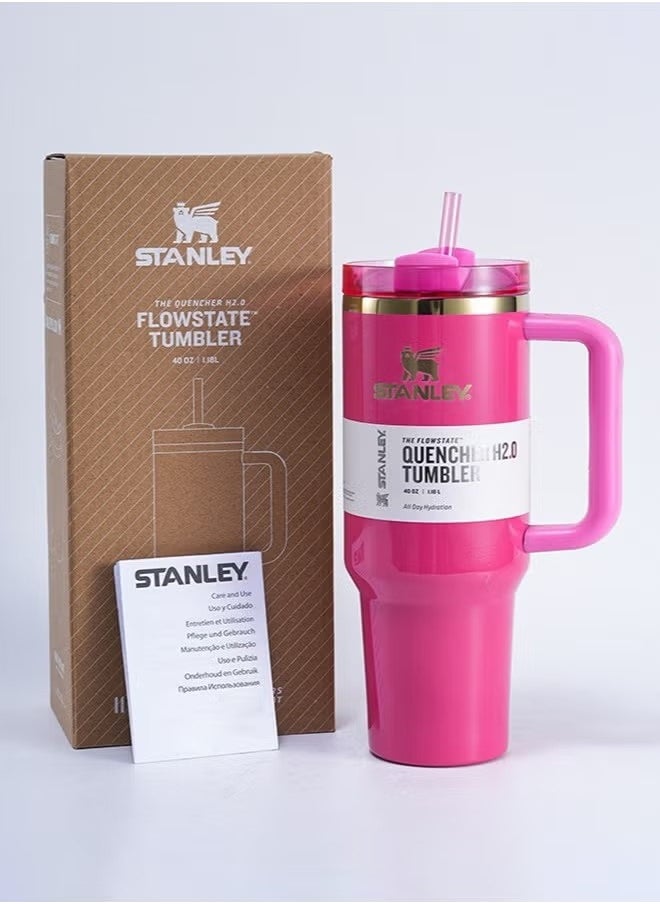Stanley - Quencher H2.0 FlowState Stainless Steel Vacuum Insulated Tumbler with Lid and Straw for Water, Iced Tea or Coffee, Smoothie and More, 40 oz pink parade - Image 1