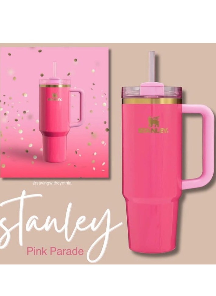 Stanley - Quencher H2.0 FlowState Stainless Steel Vacuum Insulated Tumbler with Lid and Straw for Water, Iced Tea or Coffee, Smoothie and More, 40 oz pink parade - Image 1