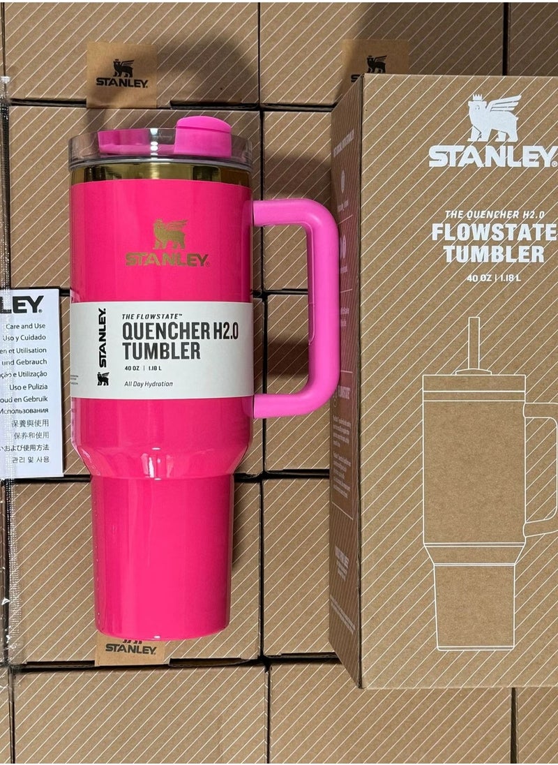 Stanley - Quencher H2.0 FlowState Stainless Steel Vacuum Insulated Tumbler with Lid and Straw for Water, Iced Tea or Coffee, Smoothie and More, 40 oz pink parade - Image 1