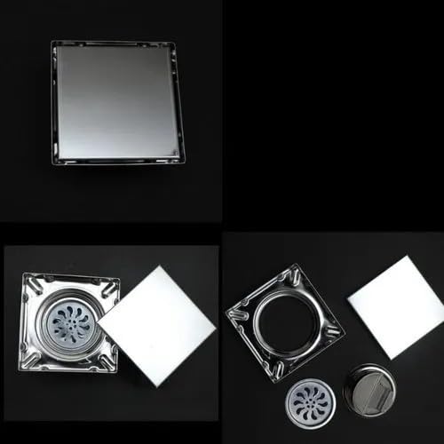 OBLONG Tile Insert Floor Drain 5 x 5 Inches 304 Stainless Steel Invisible Shower Drain Channel Drain Channel with Stainless Steel Cockroach Trap Waste Water Floor Drain for 13mm Tile - Image 3
