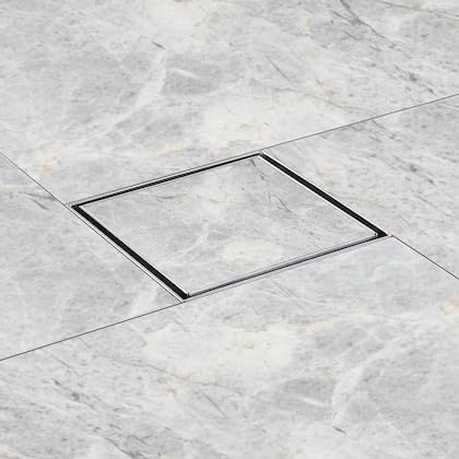 OBLONG Tile Insert Floor Drain 5 x 5 Inches 304 Stainless Steel Invisible Shower Drain Channel Drain Channel with Stainless Steel Cockroach Trap Waste Water Floor Drain for 13mm Tile - Image 2