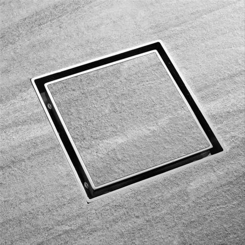 OBLONG Tile Insert Floor Drain 5 x 5 Inches 304 Stainless Steel Invisible Shower Drain Channel Drain Channel with Stainless Steel Cockroach Trap Waste Water Floor Drain for 13mm Tile - Image 1