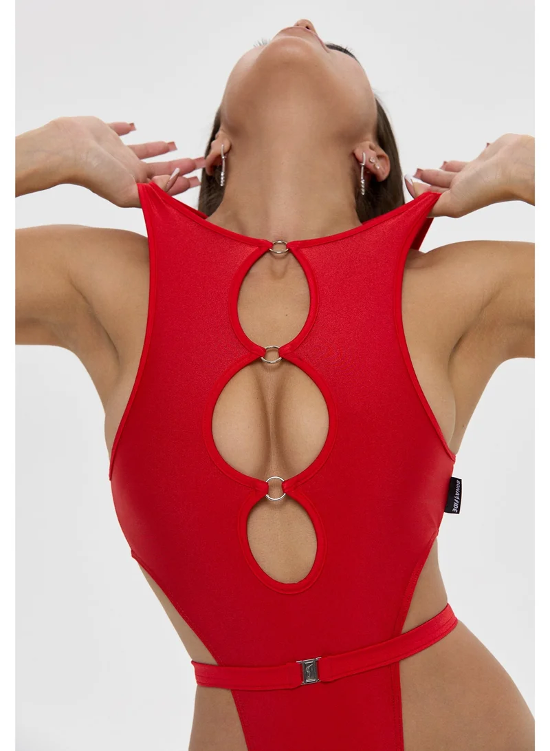 Bona Fide Miami Body Red Bona Fide One Piece Bathing Suit for Women - One Piece Swimsuits for Women - Monokini  | Best Price UAE