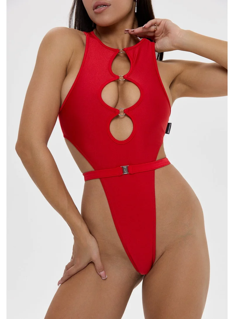 Bona Fide Miami Body Red Bona Fide One Piece Bathing Suit for Women - One Piece Swimsuits for Women - Monokini  | Best Price UAE