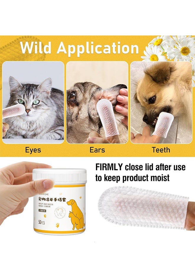 Pet Gentle Teeth Wipes, Cat & Dog Dental Care Finger Wipes, Natural and Safe for Removing Dirt Crust and Discharge, Hypoallergenic (50pcs) - Image 5