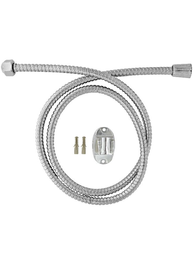 Unipower Unipower Shower Head Set,12 cms PVC Showerhead with120 cms Stainless Steel Shower Hose 3 Spray Settings Polished Chrome  - Image 1
