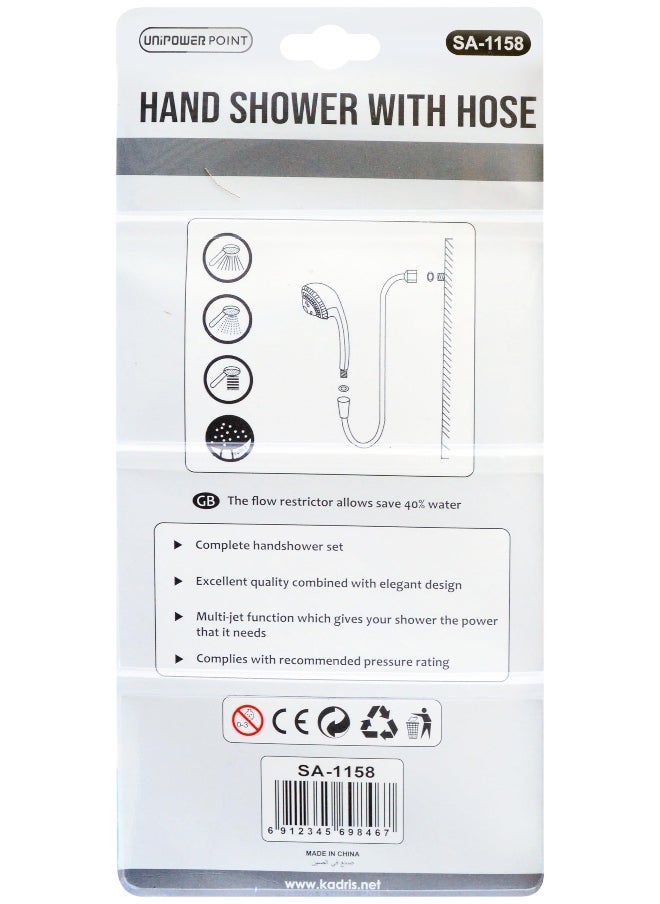 Unipower Unipower Shower Head Set,12 cms PVC Showerhead with120 cms Stainless Steel Shower Hose 3 Spray Settings Polished Chrome  - Image 3